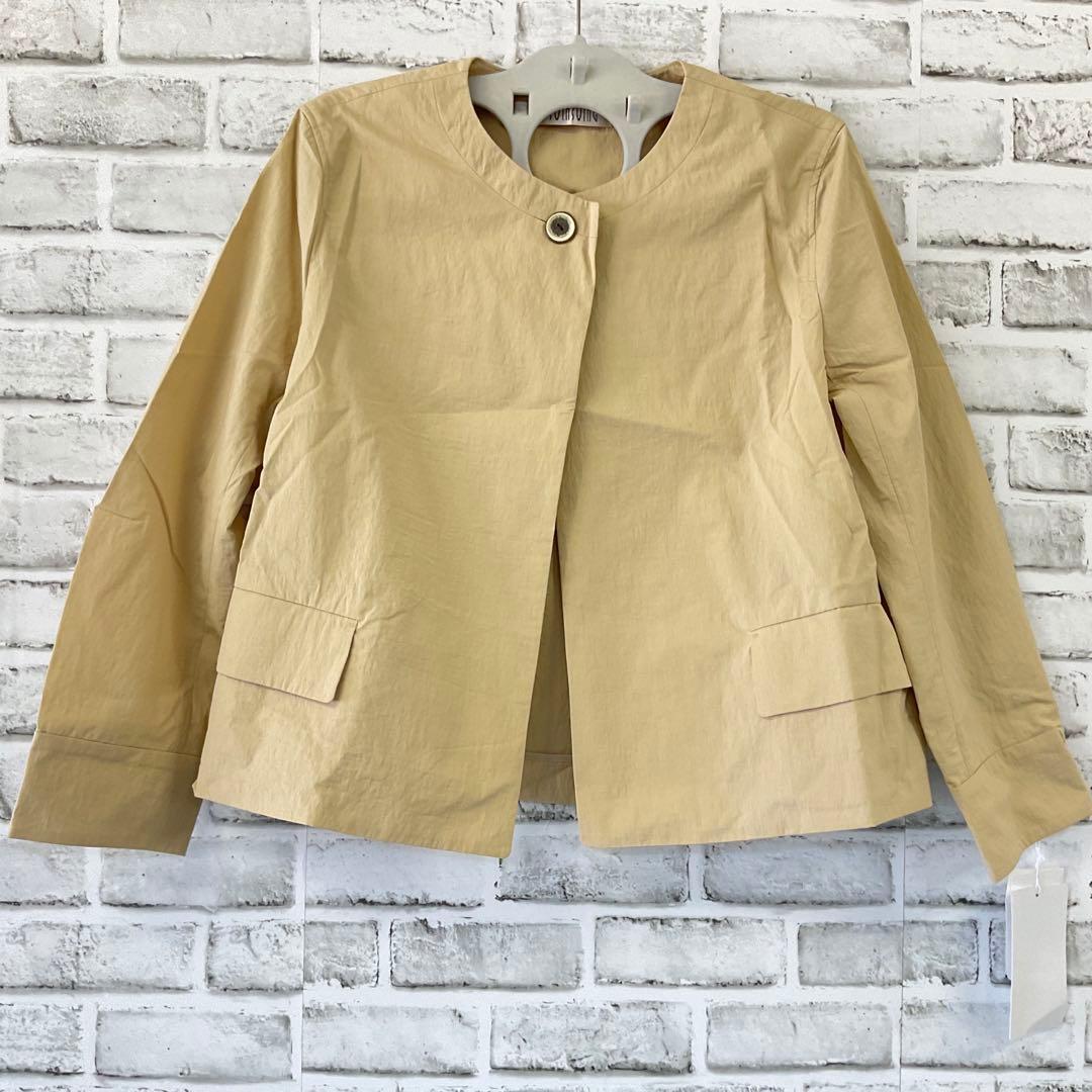 sirone コットン ノーカラージャケット ベージュ 美品