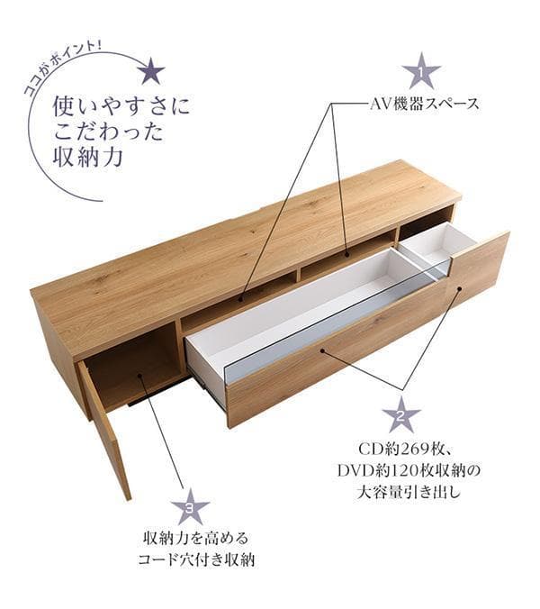 新品 シンプルで美しいスタイリッシュなテレビ台 幅180cm ダーク
