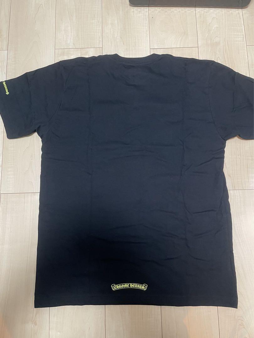 【新品】クロムハーツ ネックロゴ Tシャツ 半袖 ブラック✖️イエロー Ｌ