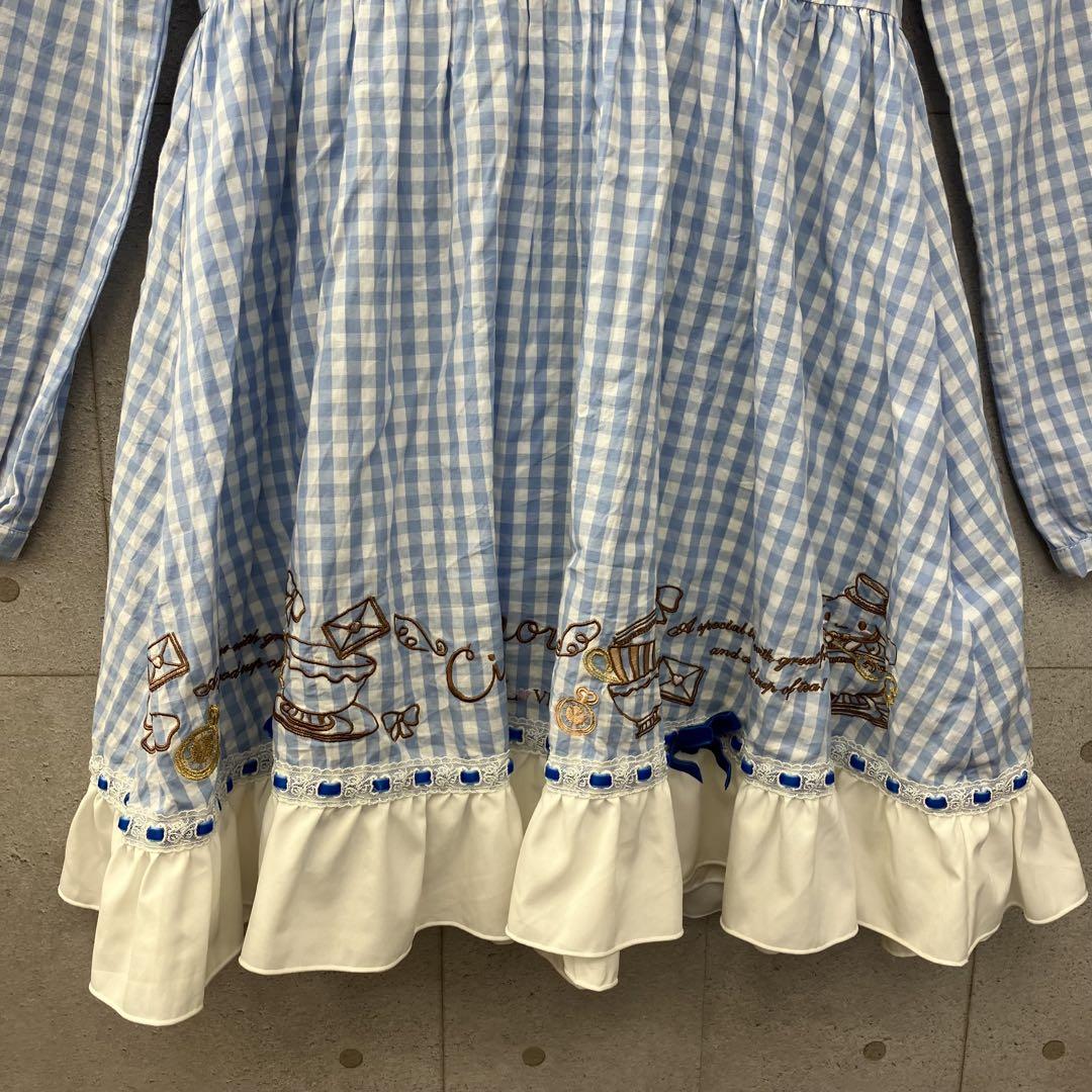 特価商品  MY DEAR LOVE ホワイト×ブルー チェック柄 シナモロール ワンピース ワンピース