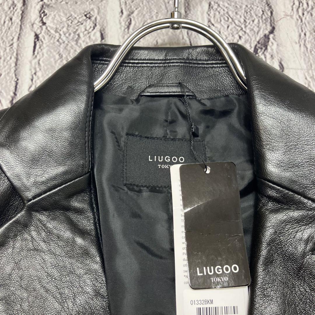新品 LIUGOO スリムフィット 羊革 レザーテーラードジャケット