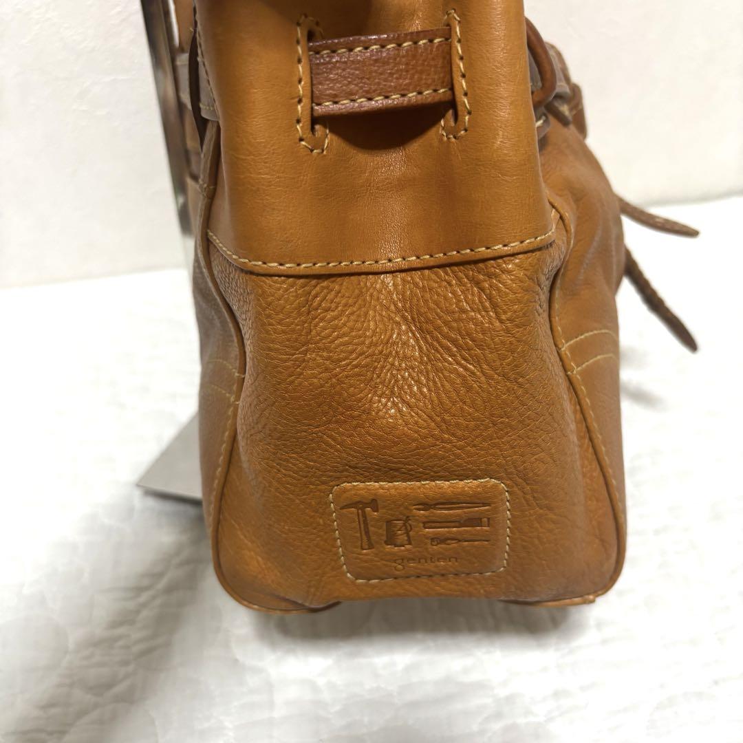 美品 genten トートバッグ 工具ロゴ オールレザー ハンドバッグ