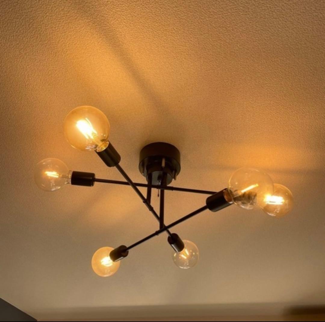 シーリングライト 6灯 シャンデリア E26 ブラック