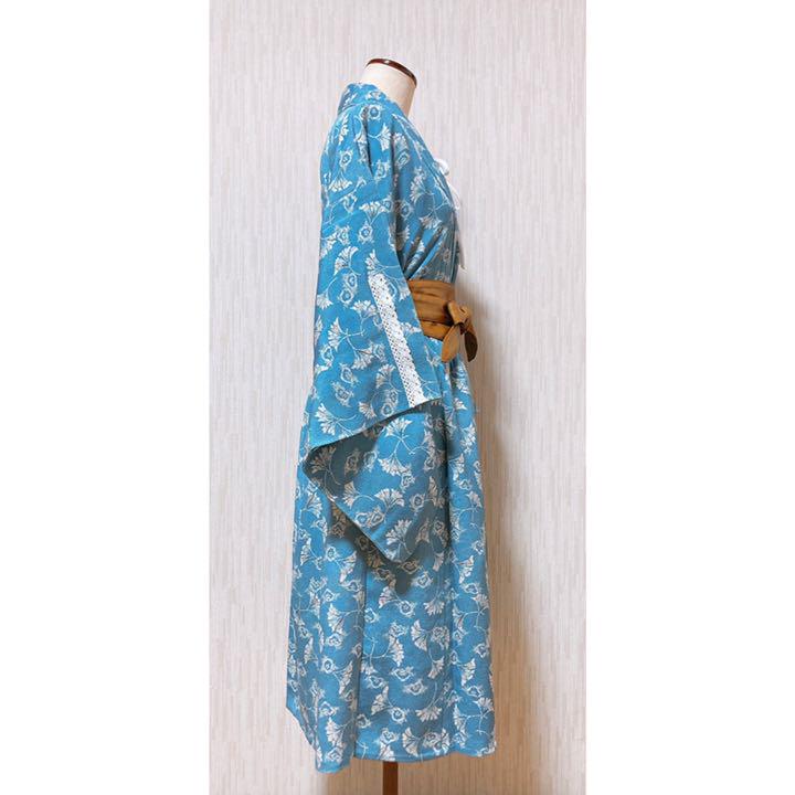 展示品　◇着物リメイク◇  セットアップ　緑×白　ベルト付き　1点もの 展示品◇着物リメイク◇ セットアップ緑×白ベルト付き1点もの