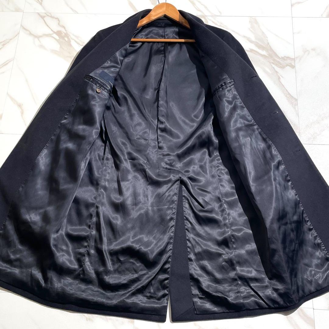 美品 ラルディーニ ブートニエール チェスターコート ネイビー ロング 【163 美品 ラルディーニ ブートニエール チェスターコート ネイビー ロング 【163