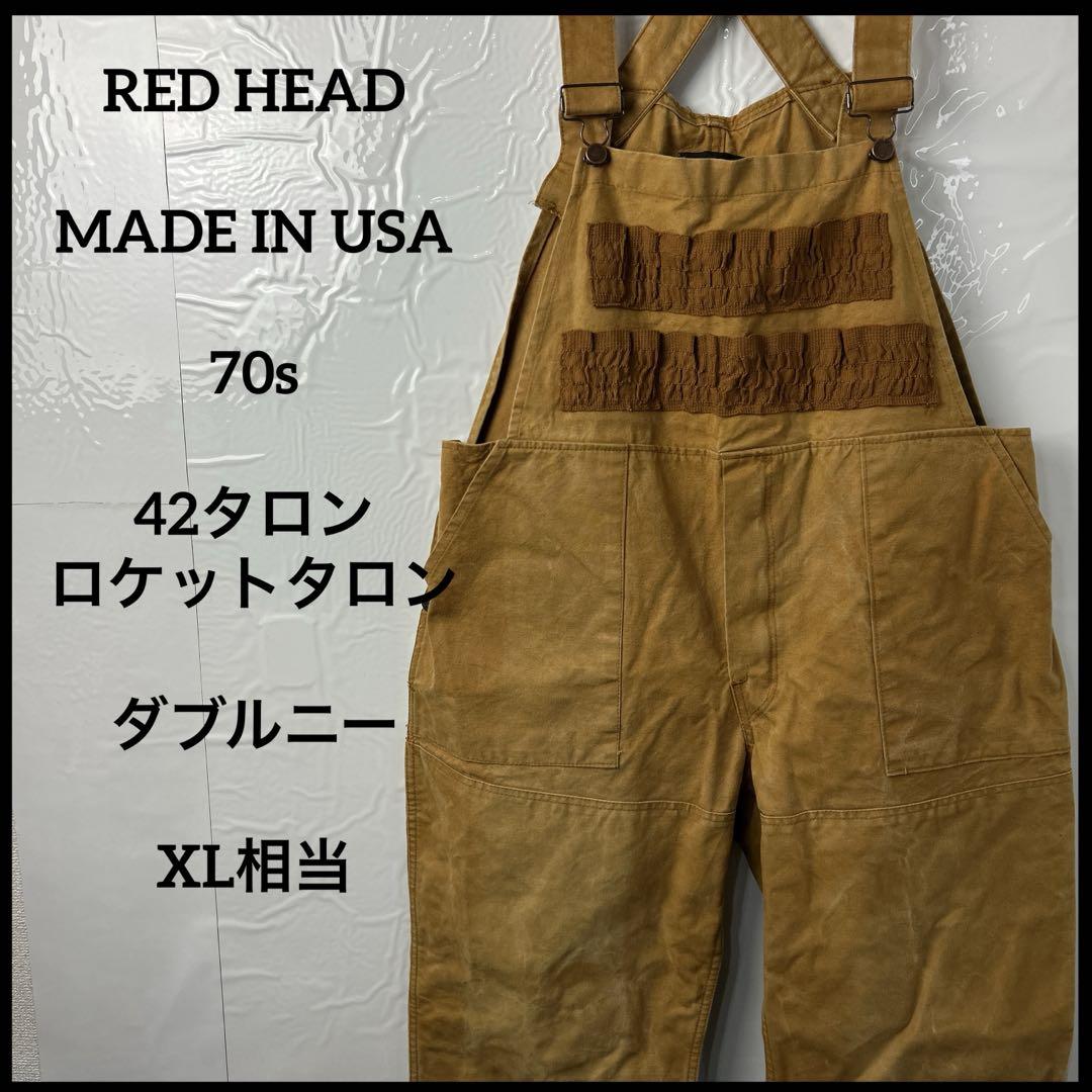 オーバーオール　ヴィンテージ70s アメリカ製USA製ダブルニー　古着ダック生地