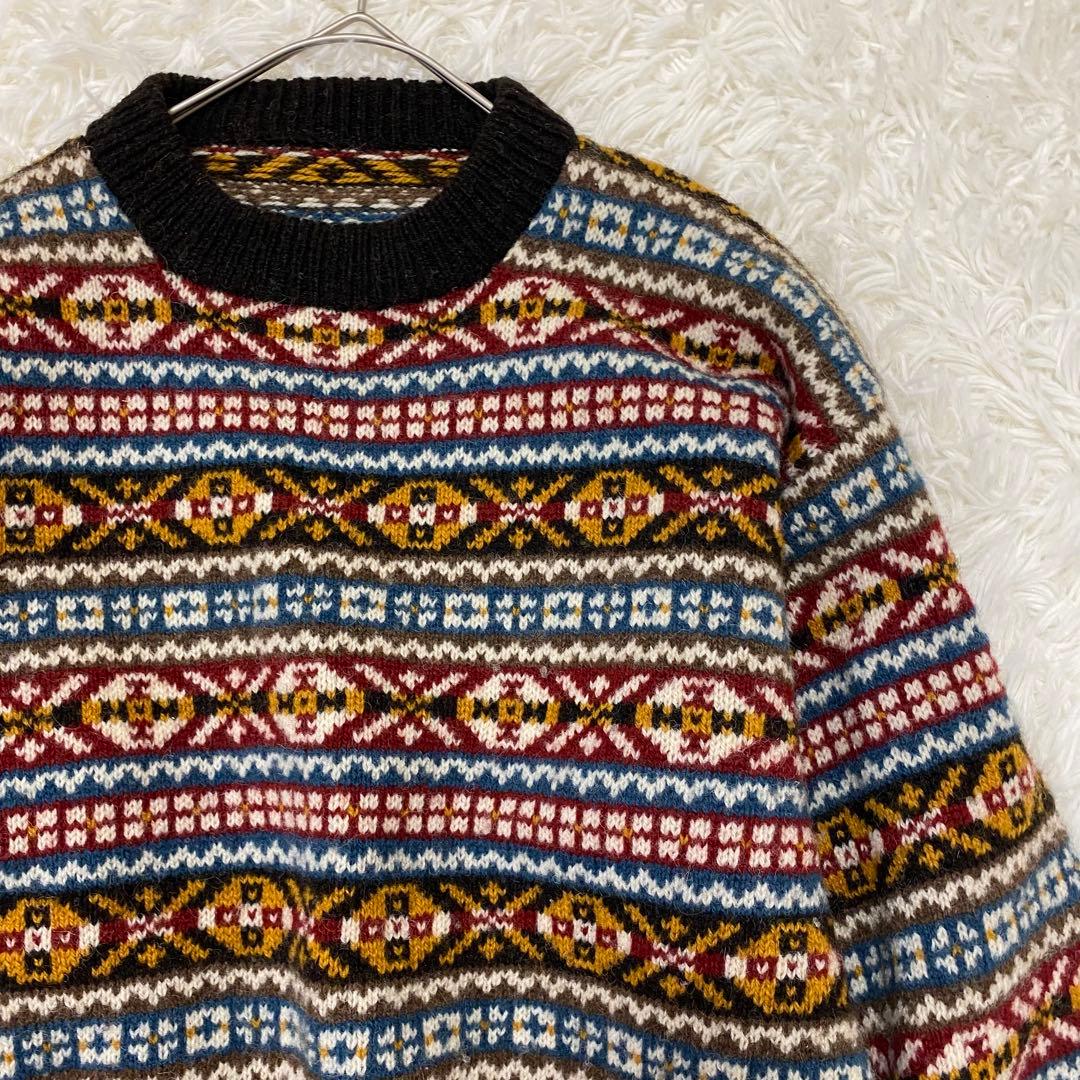 【ジャミーソンズ】90sヴィンテージ フェアアイル柄ニット シェットランドウール 【ジャミーソンズ】90sヴィンテージ フェアアイル柄ニット シェットランドウール