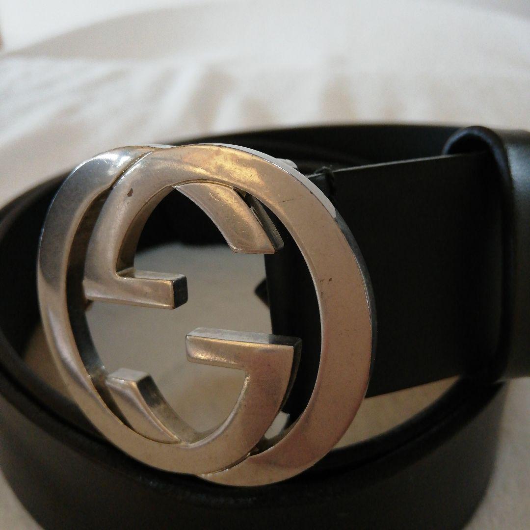 GUCCI グッチ ベルト ブラック レザーベルト 本革 ダブルGロゴ