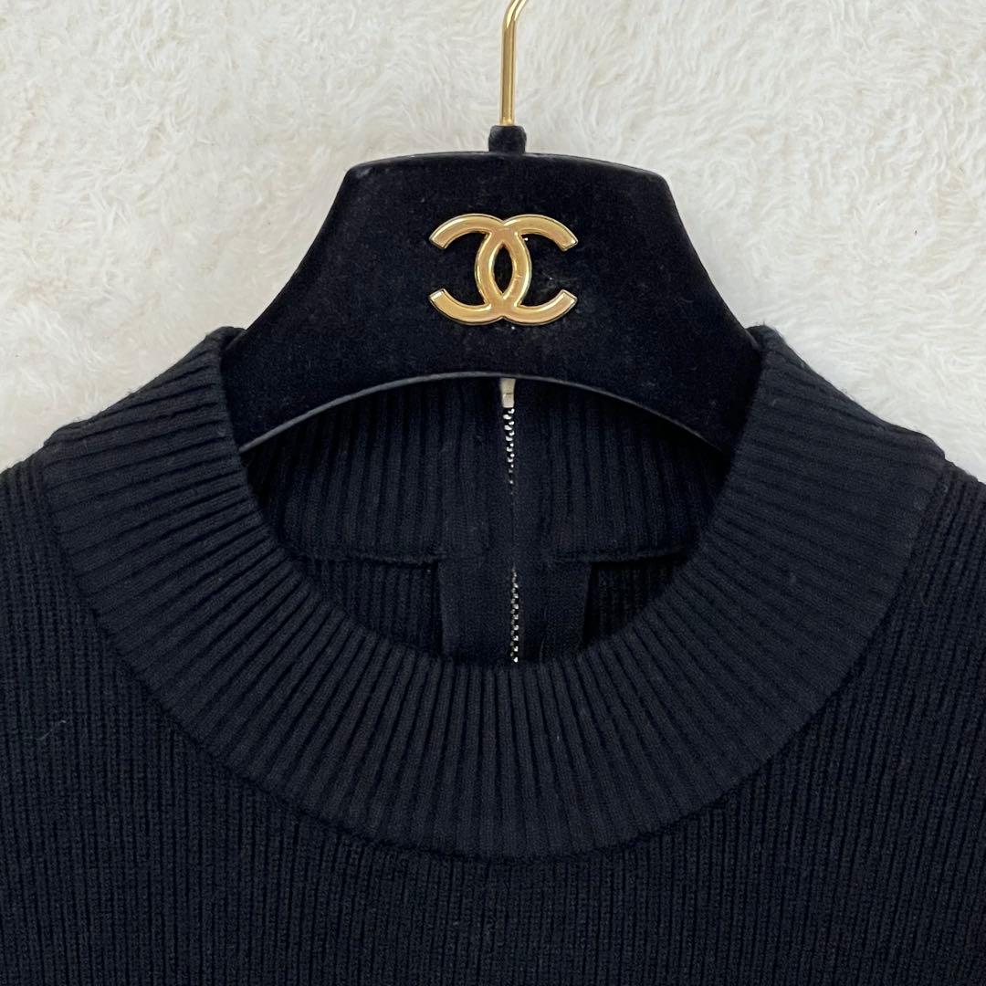 【セルフォード】レーヨンニット切り替えワンピース☆長袖☆レイヤード風☆黒☆S