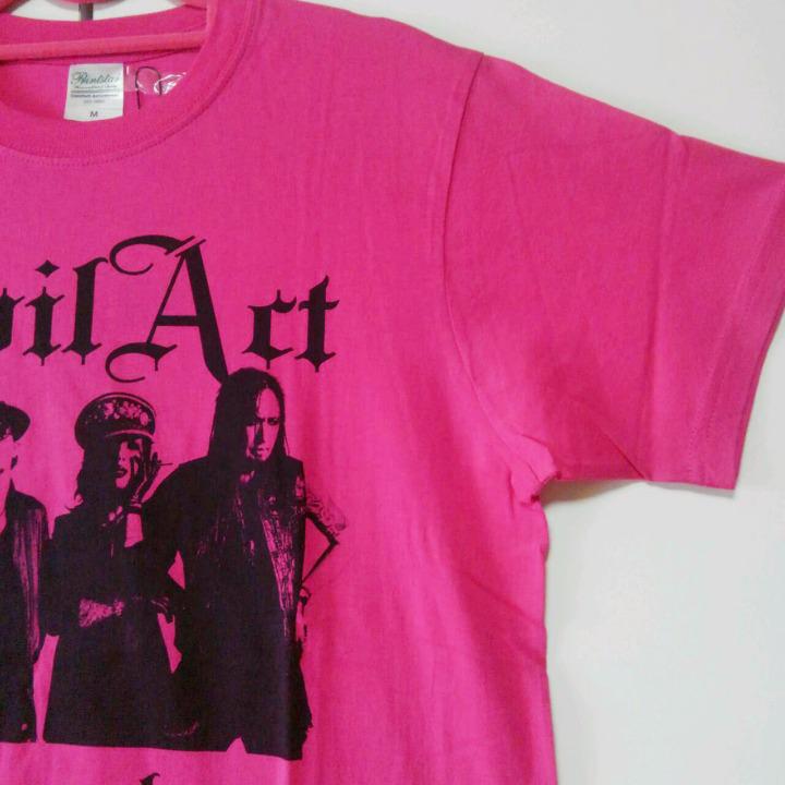 ホットピンク S 黒夢 清春 SADS Evil Act プリント Tシャツ