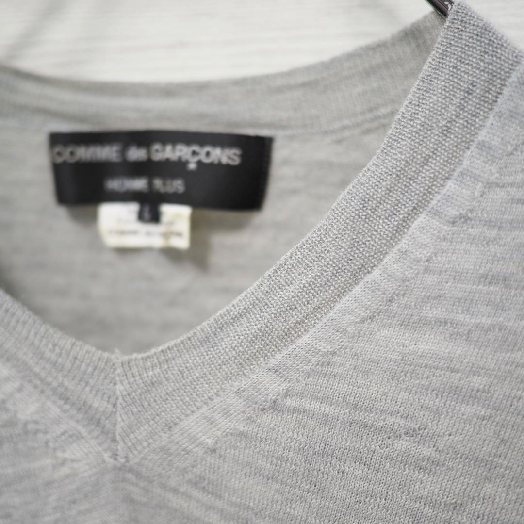 コムデギャルソンオムプリュス 06SS リップ&タンVネックニット-Gray/L