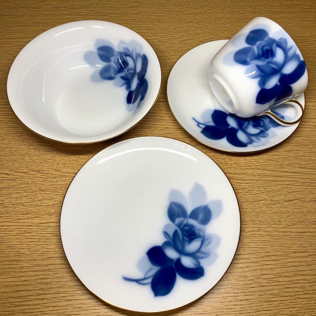 大倉陶園ブルーローズモーニングセット6点