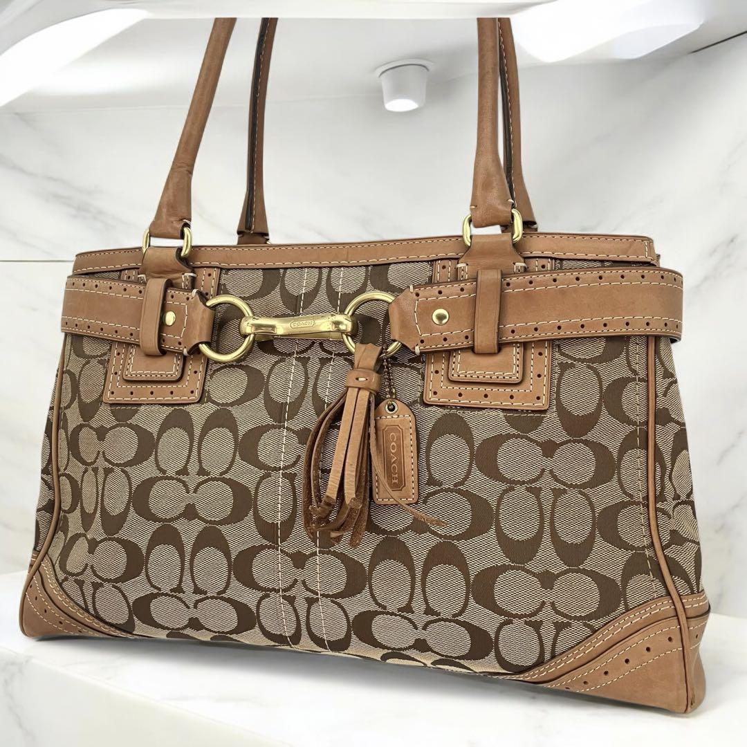 コーチ　シグネチャー　キャンバス　レザー　トートバッグ　10508 COACH