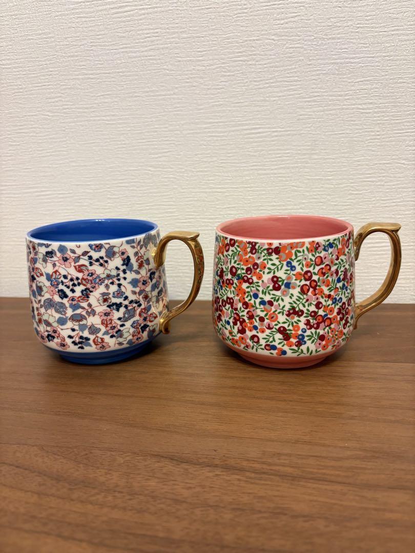 新品 アンソロポロジー　Liberty マグカップ　青　ピンク　週末値下げ