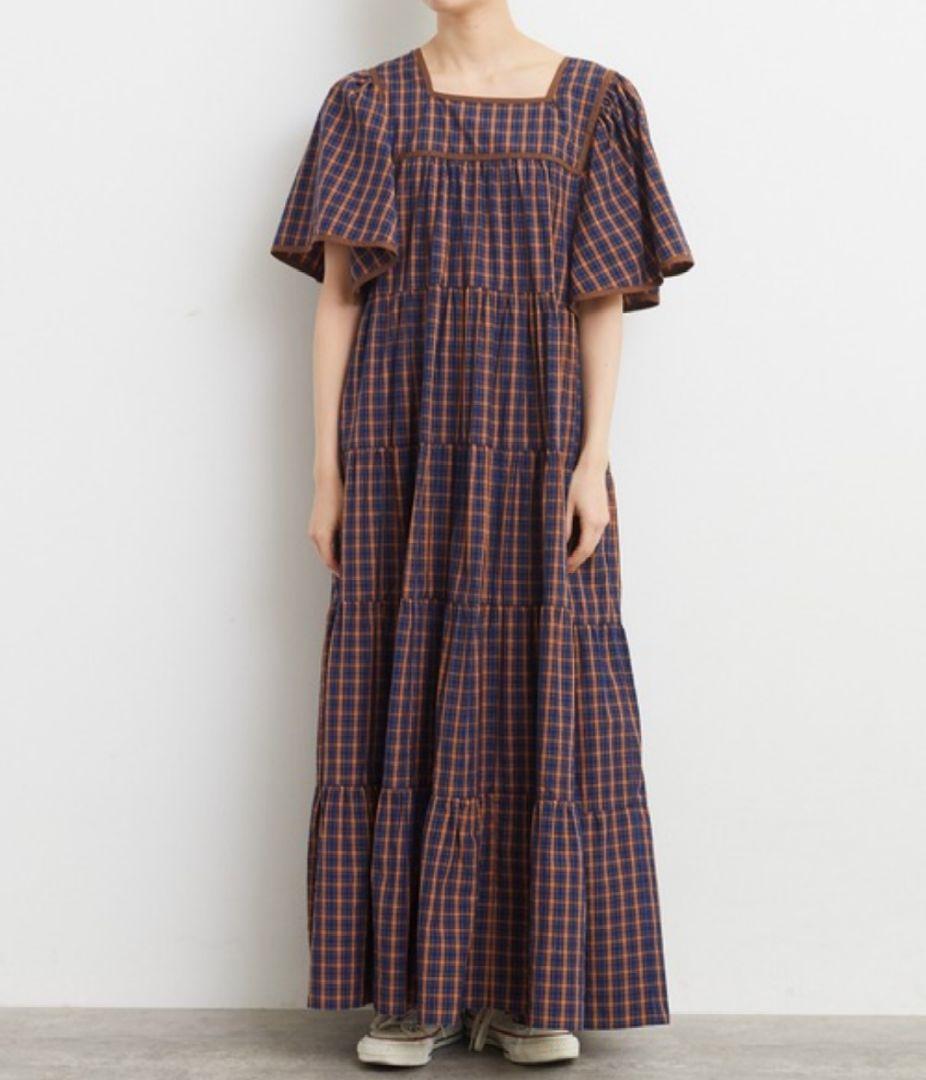 CHILD WOMAN チェック柄 半袖ロングワンピース チャイルドウーマン