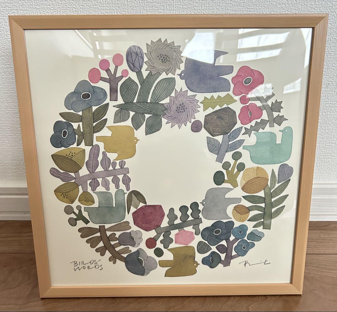 バーズワーズ　ポスター30cm SHABBY WREATH 額縁付き