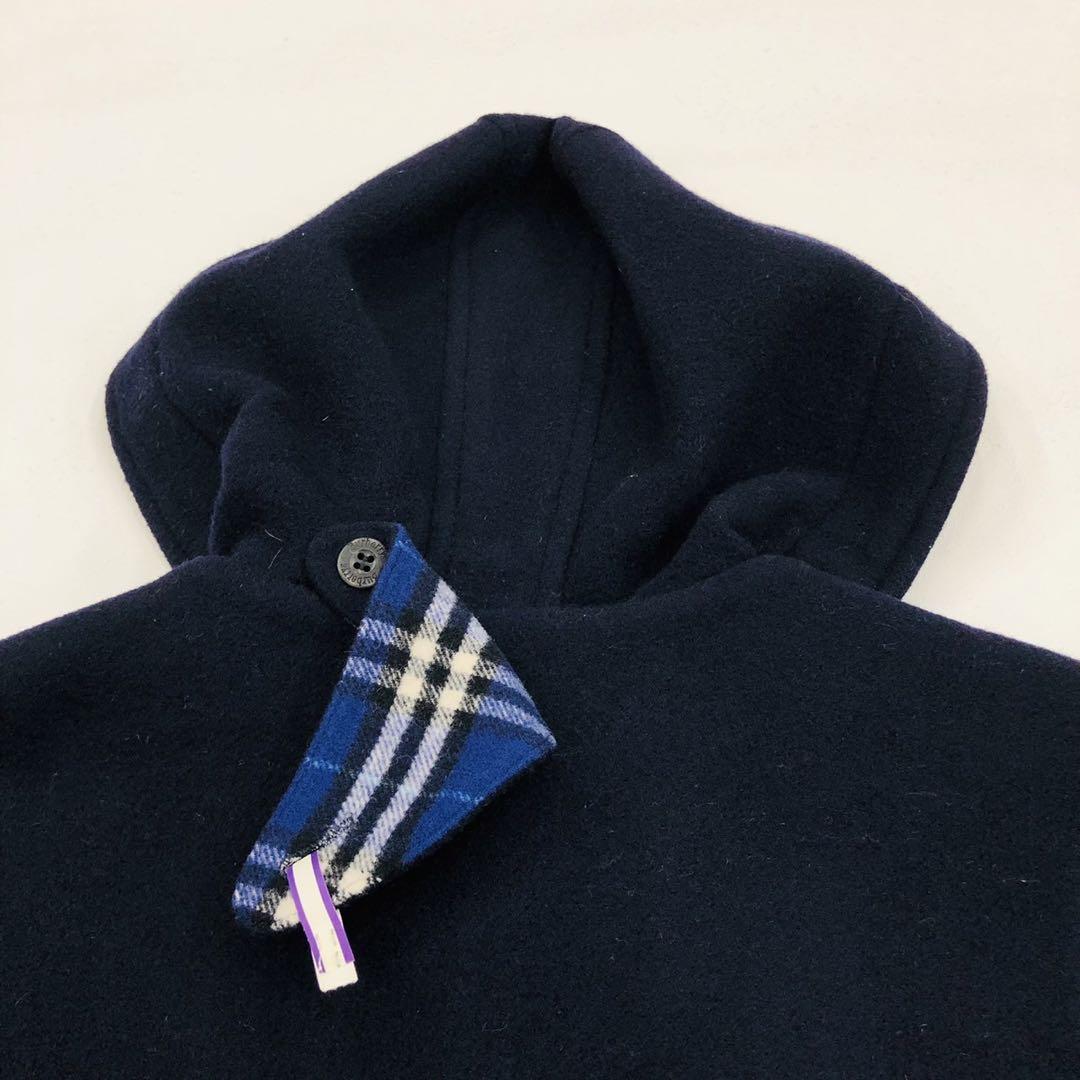 【美品】Burberry バーバリー　ダッフルコート　フード　ノバチェック　紺
