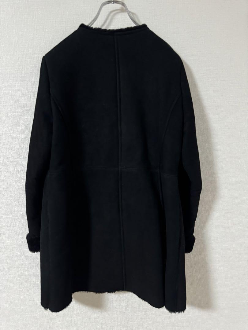 美品　CREA 羊革 ブルーフォックス　毛皮　コート　ムートン　リアルレザー　黒 富和 毛皮 コート 羊革 ブルーフォックス ブラック レディース
