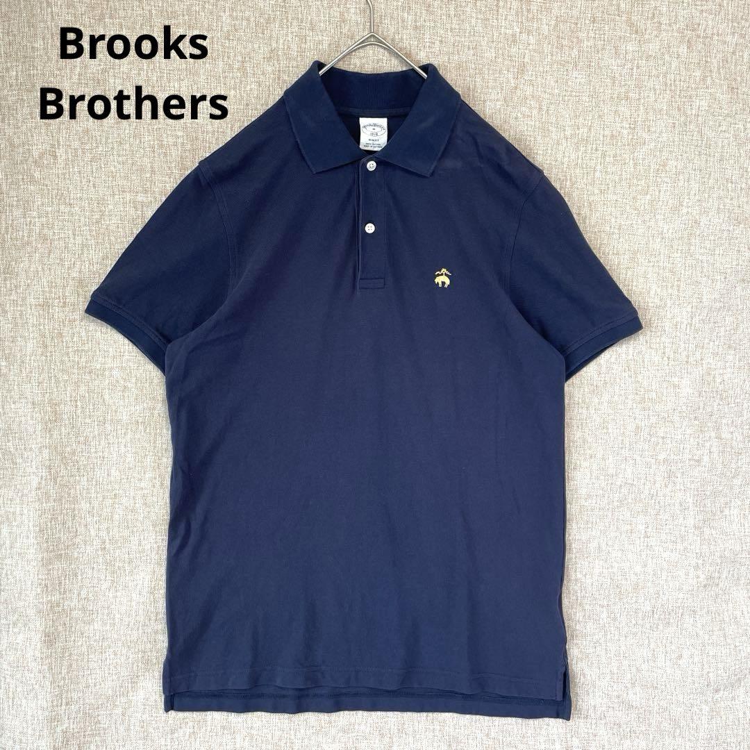 Brooks Brothers ネイビー×ゴールド ワンポイント ポロシャツ M ブルックスブラザーズ ネイビー×ゴールド ワンポイント