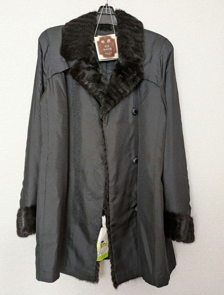 REGENCE シルクハーフコート 毛皮ミンク使用 ブラックXL(LL)・REGENCE