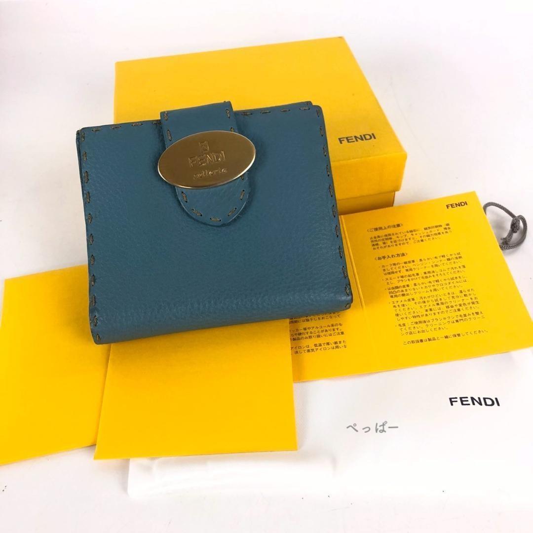 FENDI フェンディ セレリア 二つ折り財布 ブルー レディース ブランド