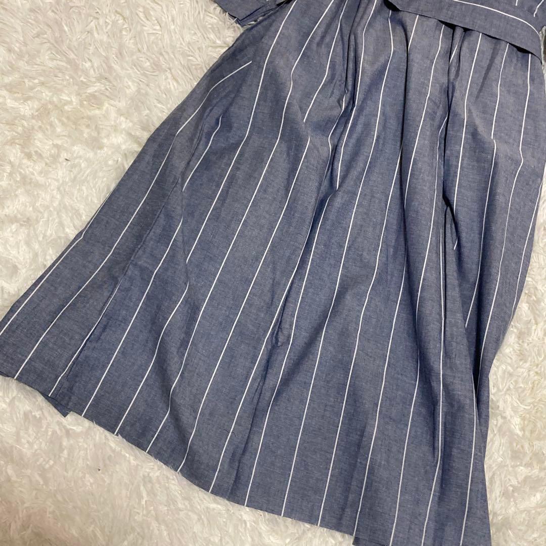 Christian Dior ディオール ガウン シャンブレー ストライプ 水色