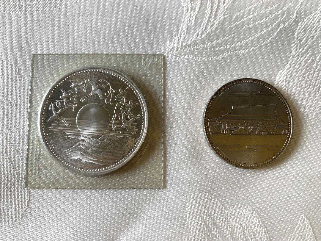 天皇陛下御在位60年記念　 １万円銀貨　500円白銅貨　 プルーフ硬貨