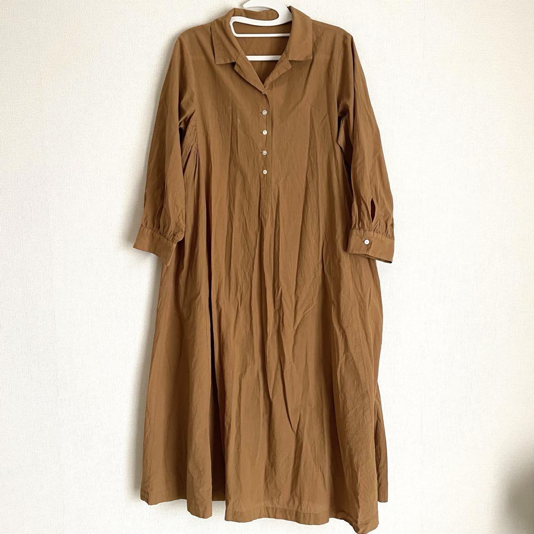 lene 100/1 voil 開衿ワンピース　開襟シャツワンピース　アンビ