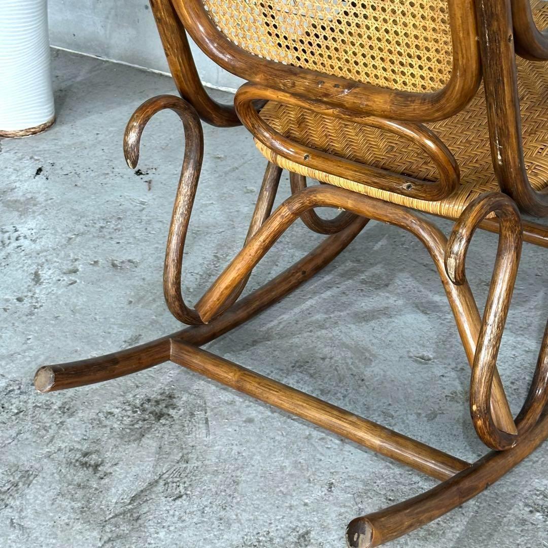 ꧁昭和レトロ꧂ラタン ロッキングチェア　ヴィンテージ　送料込　アンティーク