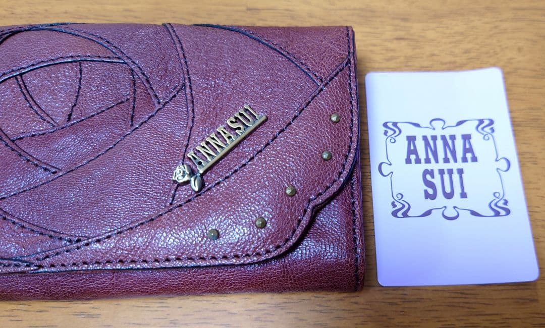 アナスイ ANNA SUI 長財布 ファスナー ローズ 薔薇 ブラウン