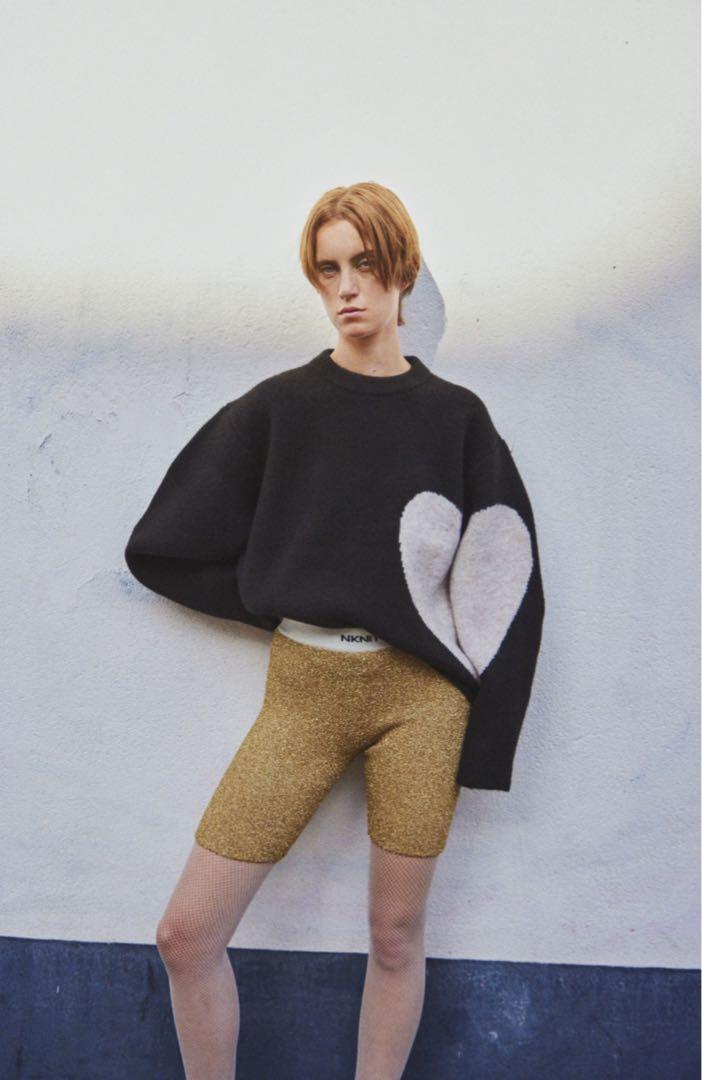 新品 NKNIT pattern KNIT ハートパターンニット ブラック