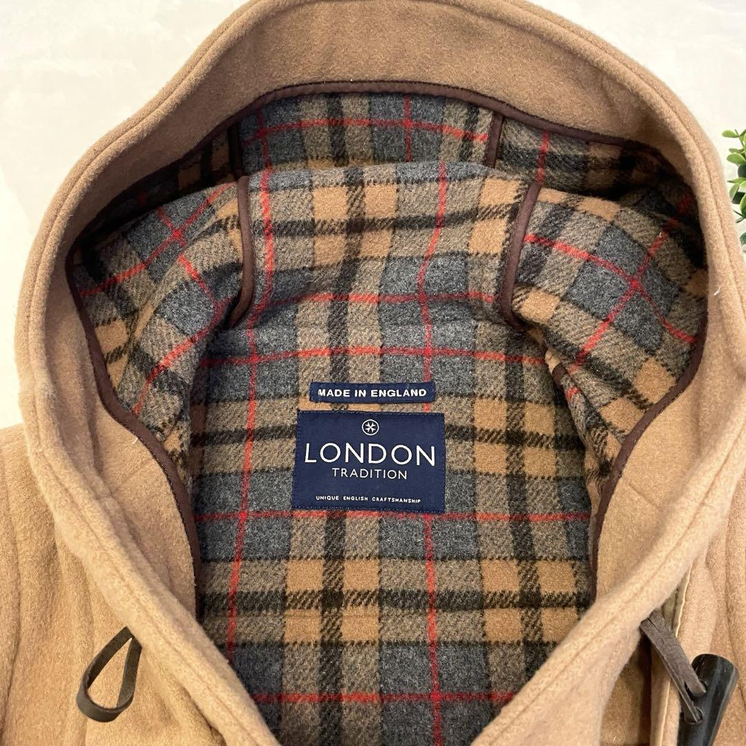 ロンドントラディション ロング ダッフルコート L イギリス製 裏地 チェック柄