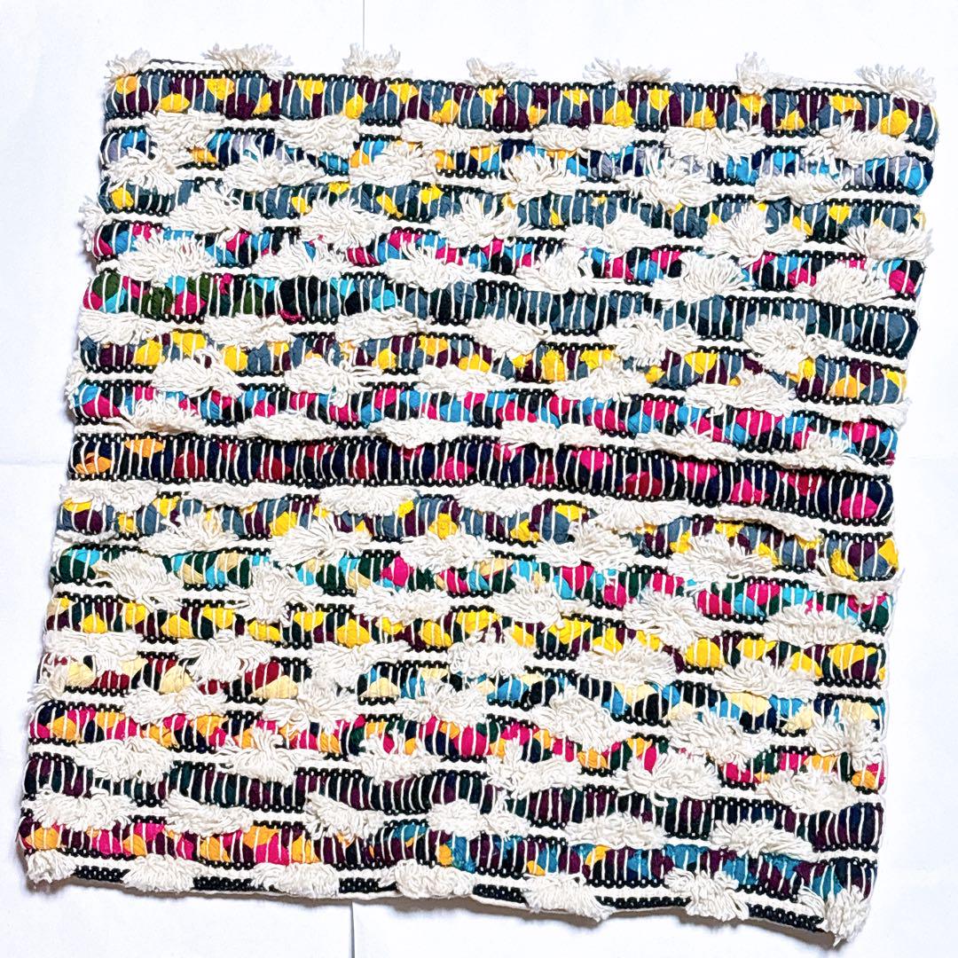 ・コットン装飾 クッションカバー マルチカラーとブラック手織り45x45cm 8,520円