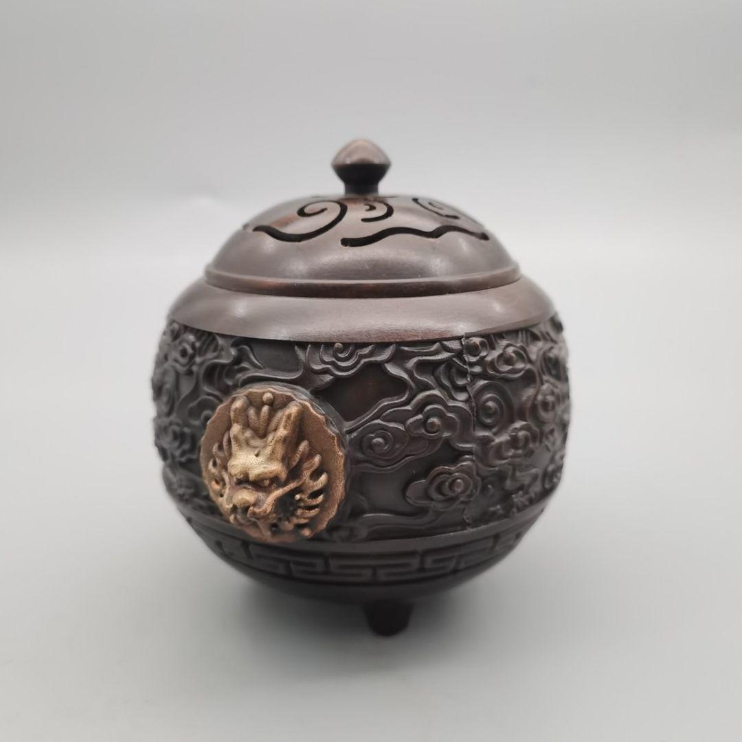 銅器金雲紋竜頭香炉 工芸品 美術品 置物 - 工芸品