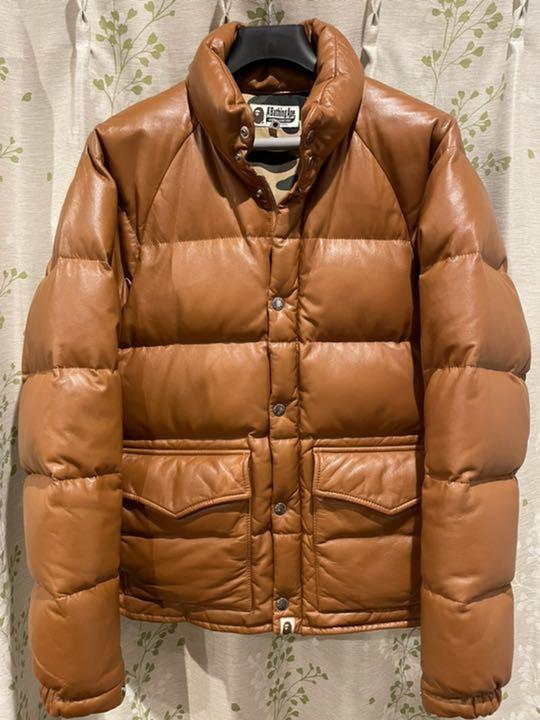 38 割引オレンジ系 L輝く高品質な Ape エイプ シープスキン レザー ダウンジャケット キムタク ダウンジャケット ジャケット アウターオレンジ系l thaar Net