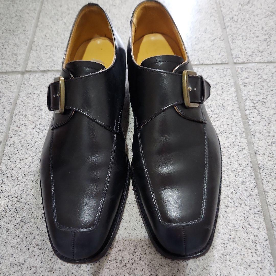 【美品】バーバリーロンドン モンクストラップ ビジネスシューズ　黒色　25㎝