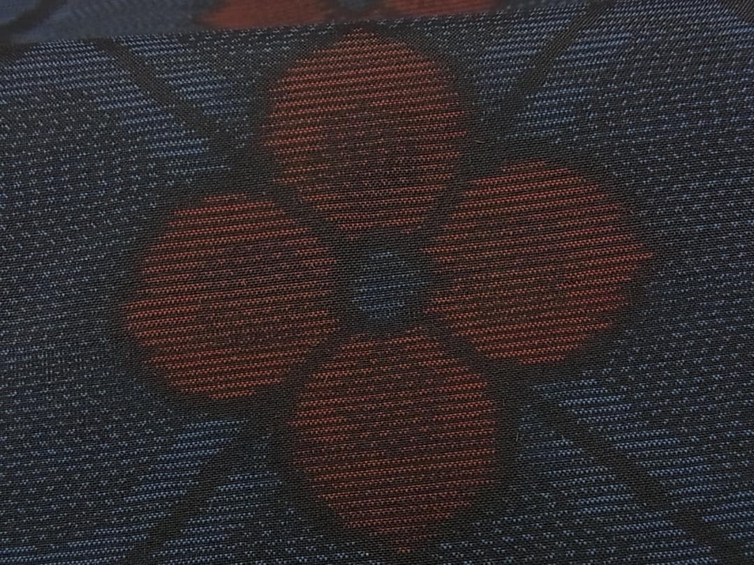 ナチュラルネイビー 本場大島紬 花菱文 未使用 mop1204