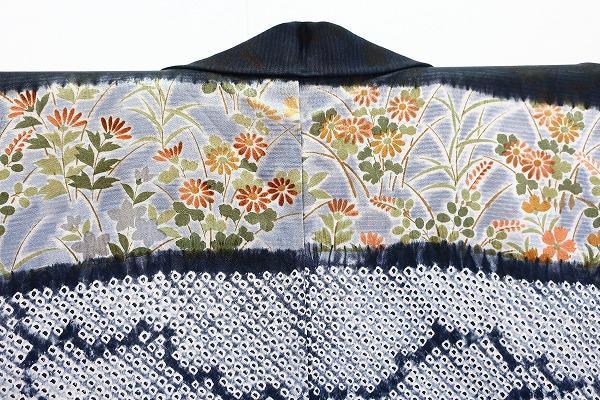 美品 付け下げ 付下げ グレー濃淡 絞り 草花 身丈163cm 裄丈65cm
