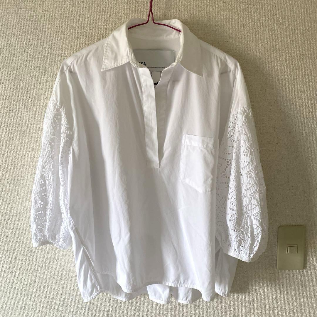 TICCA ティッカ レースパフスリーブ シャツ七分袖美品