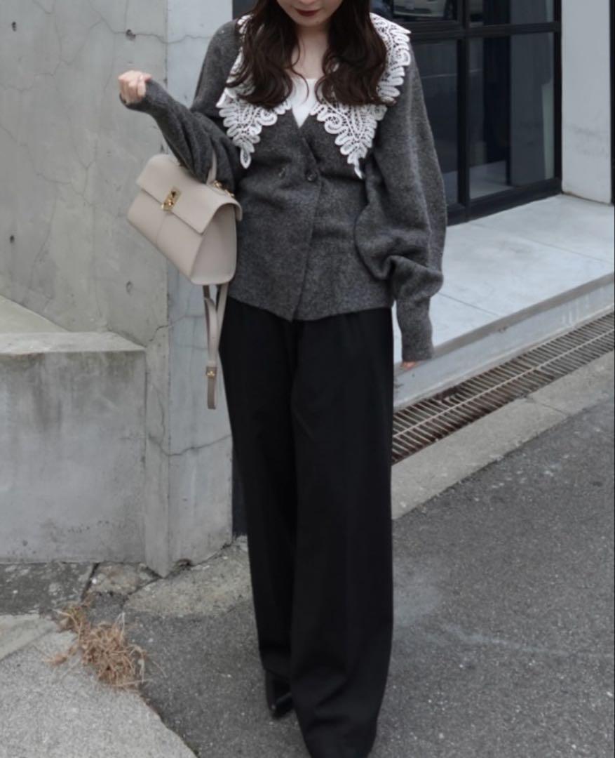 【最終値下げ】acka lace collar knit cardigan