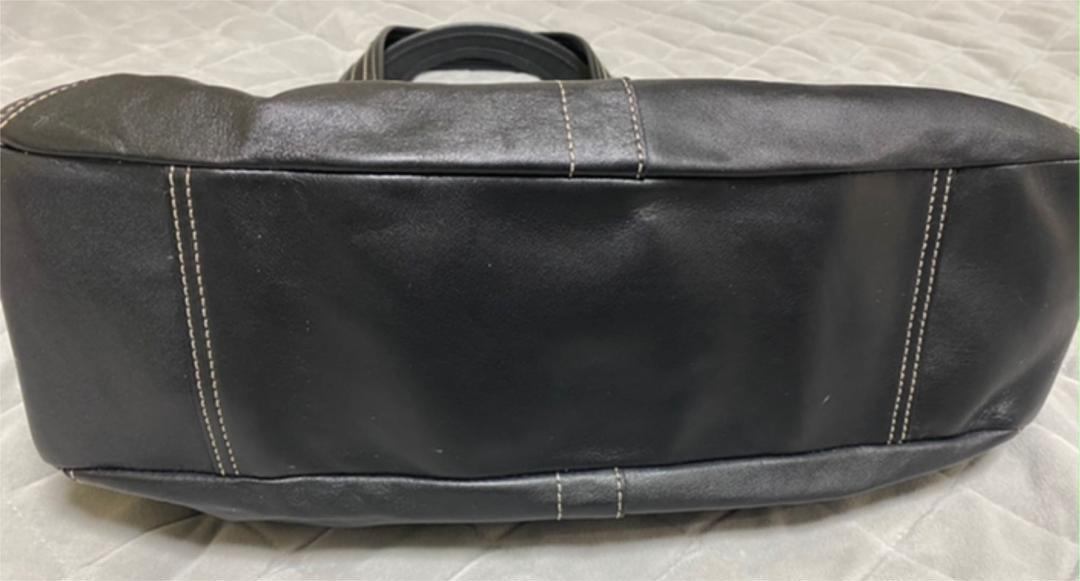 未使用】コーチCOACH本革がま口レザーハンドバッグショルダー