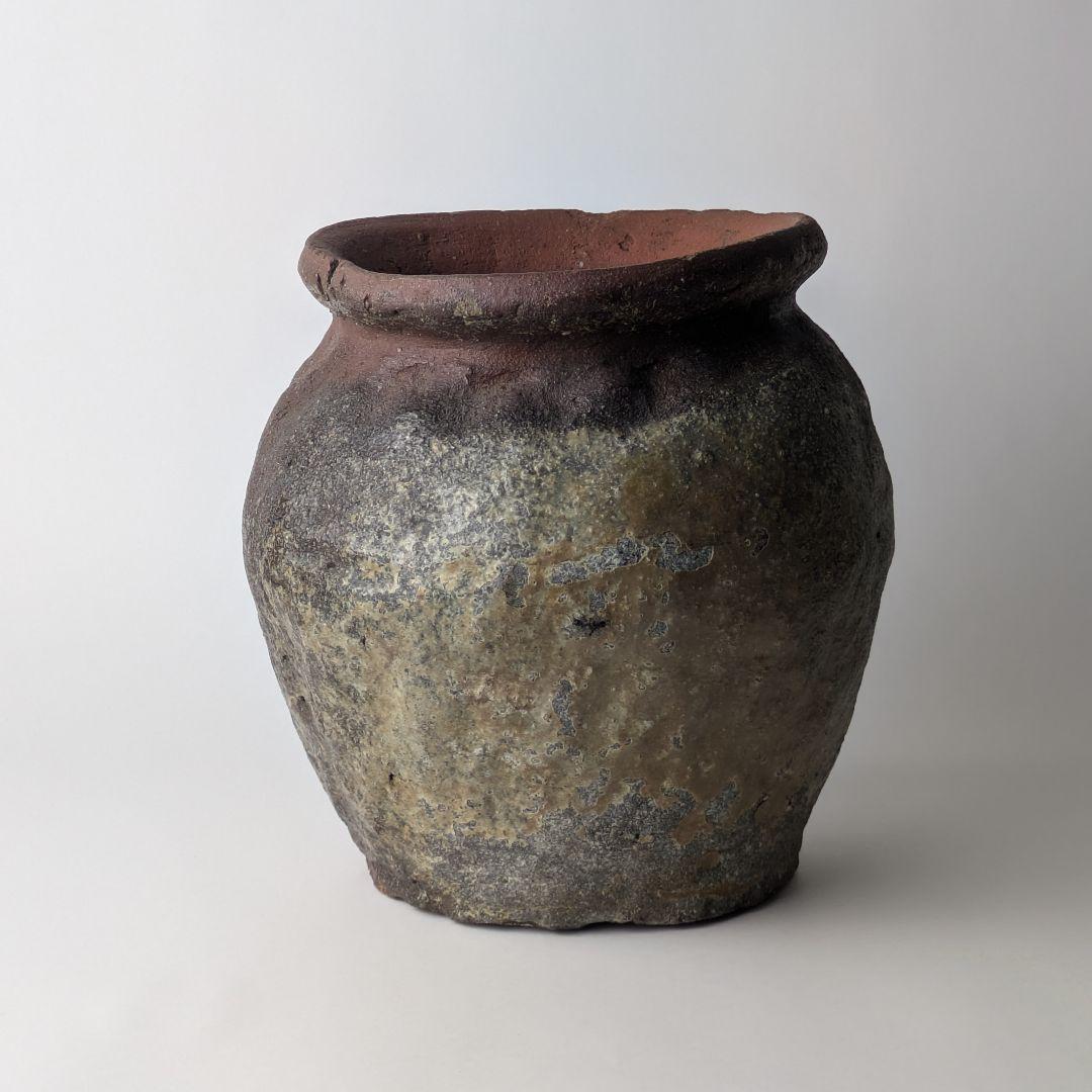 常滑焼 灰釉 自然釉 壺 不識壺 お歯黒壺 花生 古常滑 六古窯 骨董 古美術