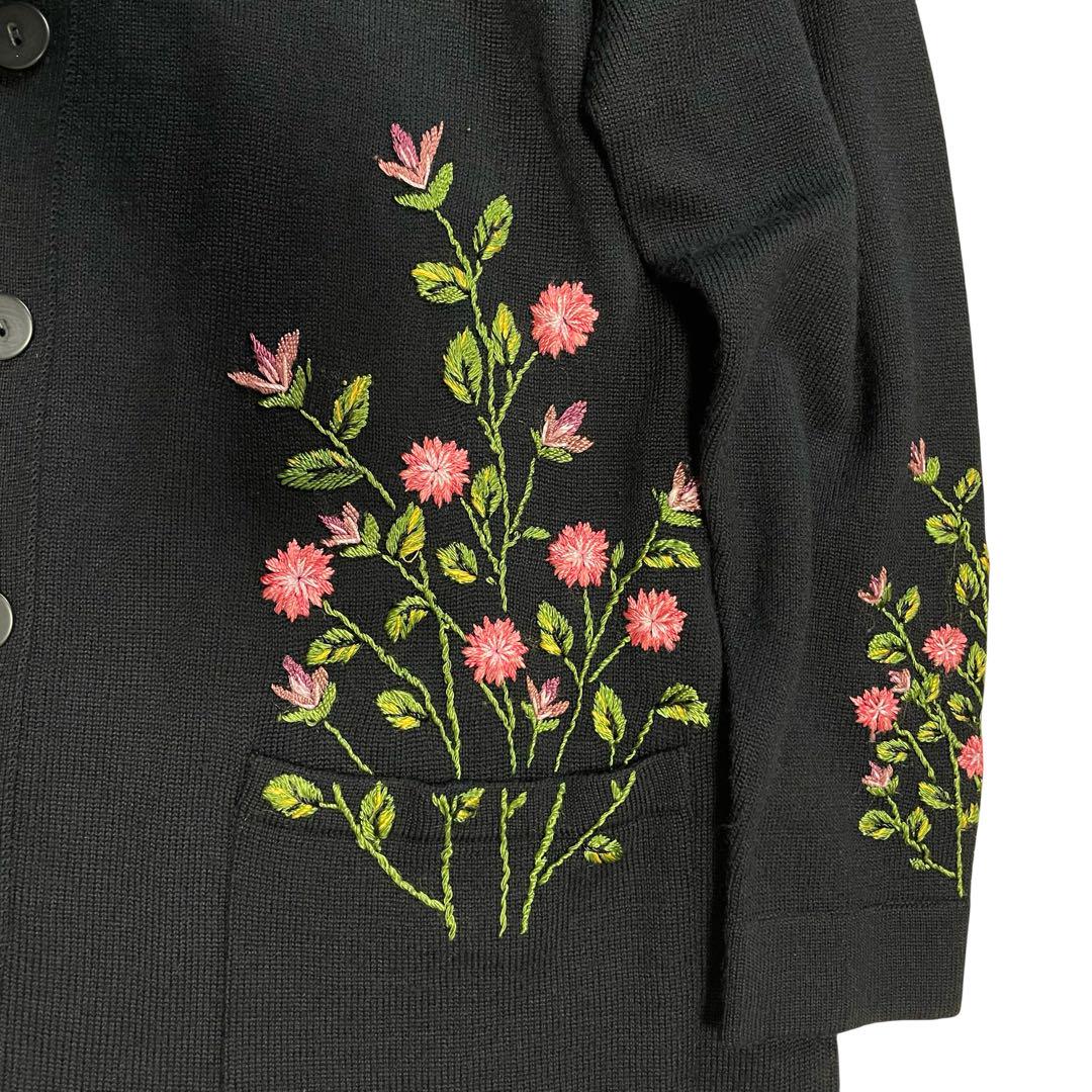 新しいファッション - 美品80sヴィンテージ花柄刺繍ニットロング