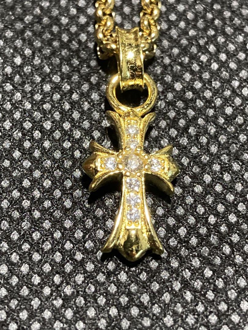 シルバー925 十字架クロスネックレス　ゴールド　刻印あり