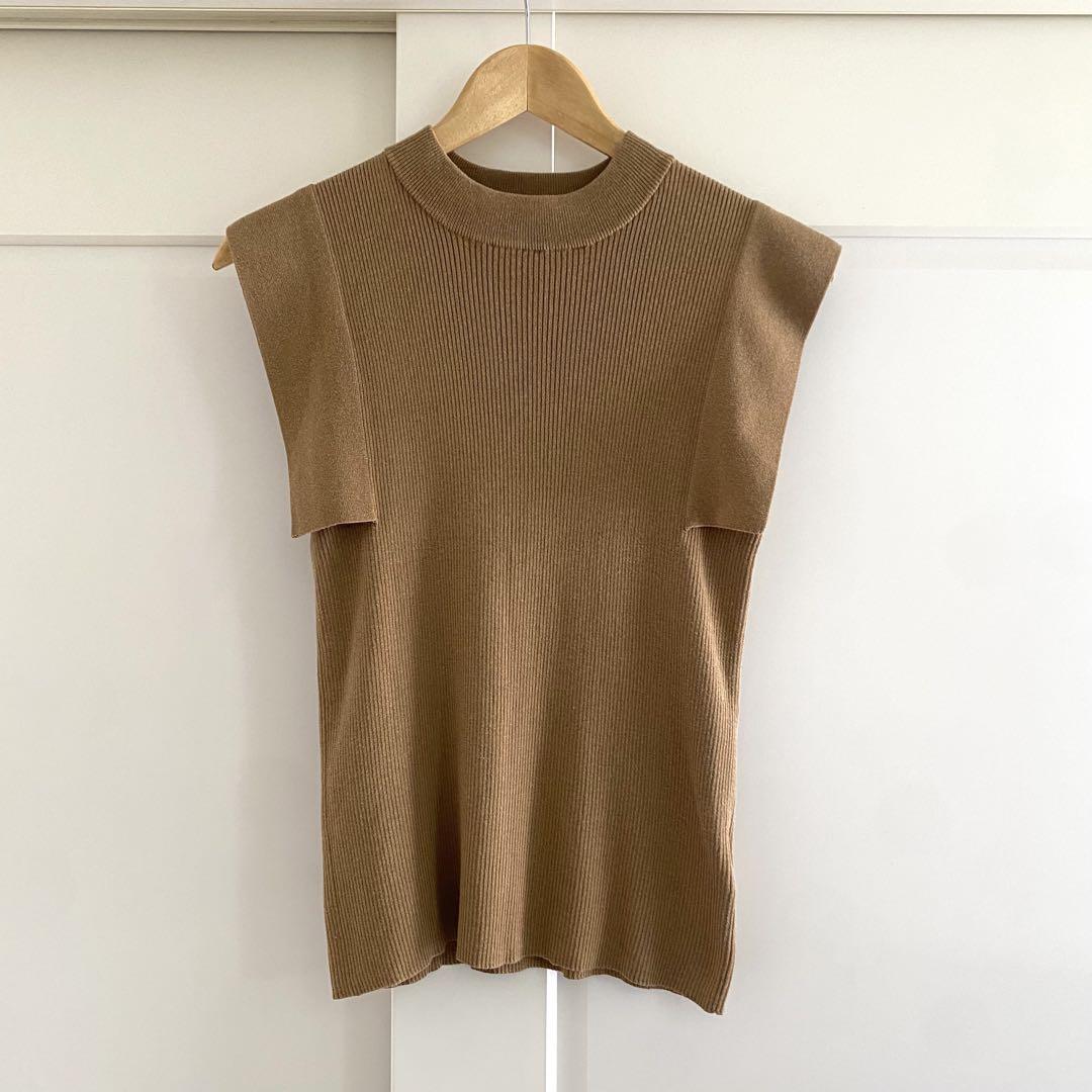 CLANE SQUARE SLEEVE KNIT TOPS ノースリーブニット