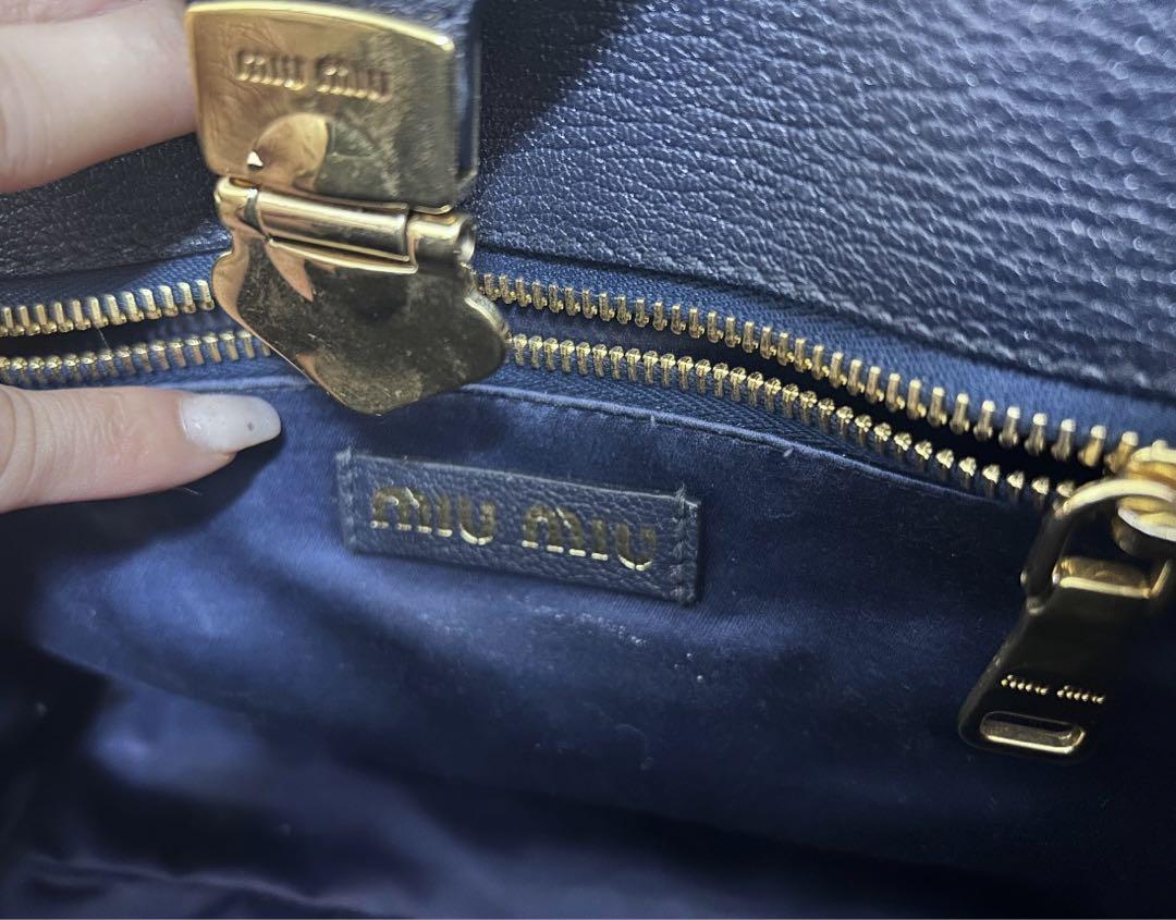 MIU MIU ハンドバッグ バイカー デニム ブルー RN1032
