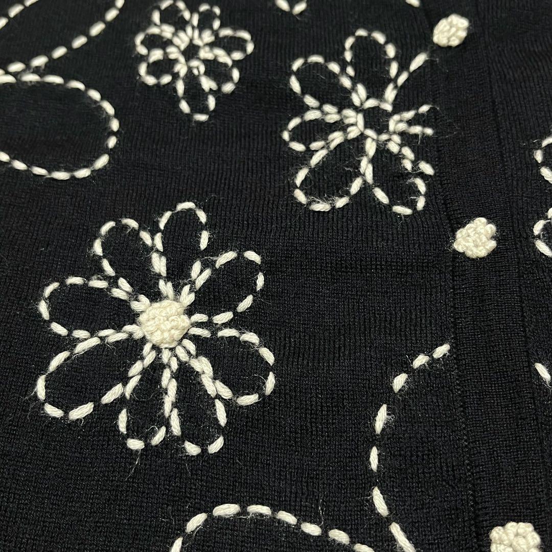 LANVIN COLLECTION カーディガン 花柄 刺繍 黒 40表記 M - メルカリ