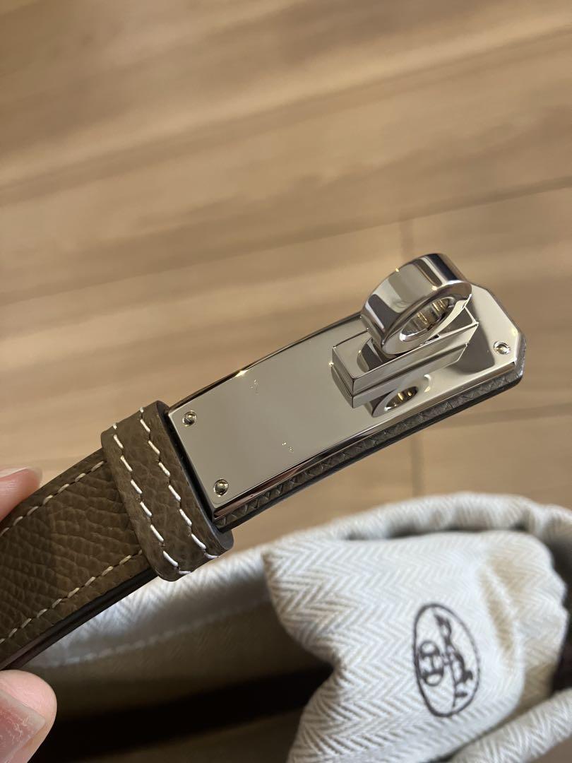 HERMES ケリー18 ベルト　エトゥープ　シルバー