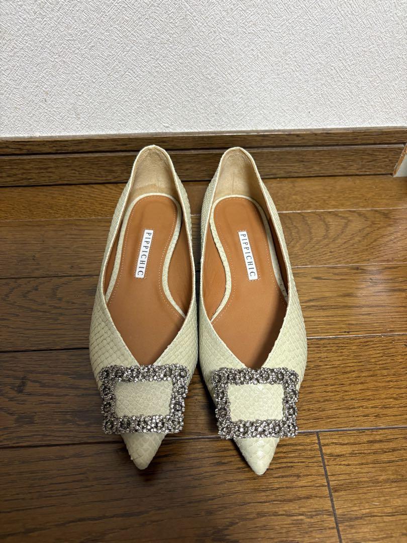 【美品】PIPPICHIC ビジューフラットシューズ