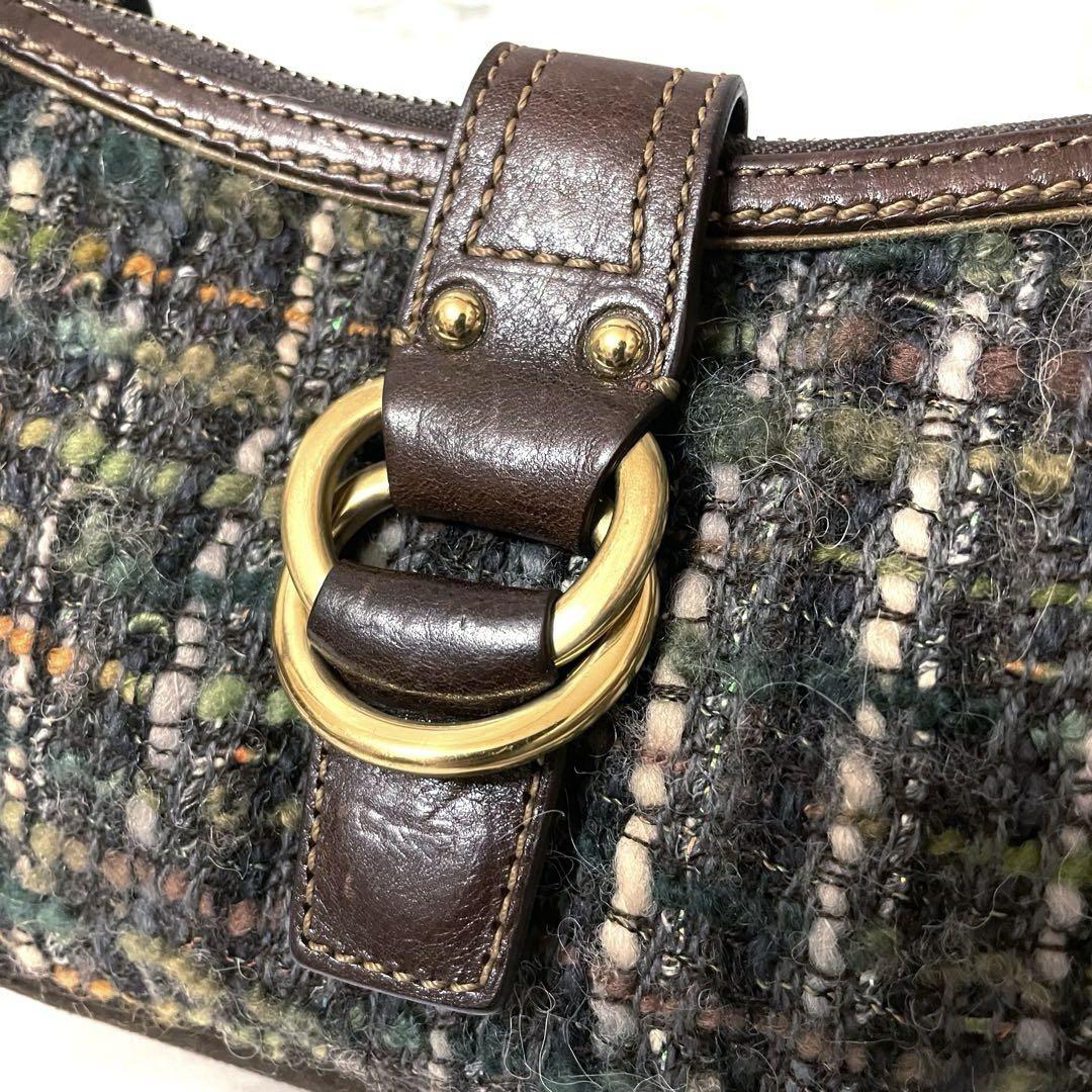 良品】COACH アクセサリーポーチ ハンドバッグ ツイード